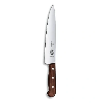 Imagen de Victorinox Wood, cuchillo profesional para trinchar, hoja extra afilada, afilado recto, 22 cm, elegante mango de madera, acero inoxidable, marrón