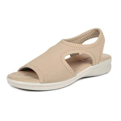 Imagen de Aerosoft Sandales stretch 05 pour femme, extra légères et élastiques (beige, 39)