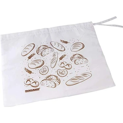 Imagen de Fackelmann Food&amp;More Bolsa Conservar Pan y Bollería. Algodón polietileno (HDPE). Blanco. 43x34cm. 1ud.