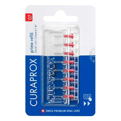 Imagen de Cepillos interdentales Curaprox CPS 07 prime, recambio, 8 piezas, 0,7 mm diámetro, 2,5 eficacia, rojo, sin soporte