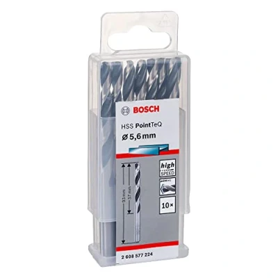Imagen de Bosch Professional 10 brocas helicoidales HSS PointTeQ, para metal, 5.6 x 57 93 mm, accesorio de taladro