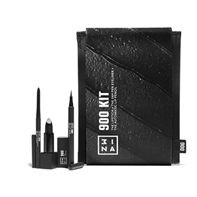 Imagen de 3INA MAKEUP The 900 Kit Negro Set de productos maquillaje 24h Pen Eyeliner + Lipstick Automatic Lip Pencil