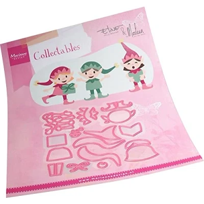 Imagen de Marianne Design Plantillas de Corte Collectables, Duendes navideños Eline &amp; Marleen, para Diseños Intrincados y Detalles en Relieve Manualidades Papel, Goma, Rosado, One Size