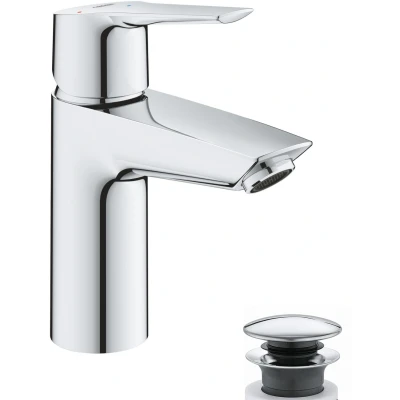 Imagen de Grohe Start QuickFix Grifo de lavabo monomando S (vaciador push open, menor consumo agua, instalación rápida, altura 165mm), cromo, 23551002