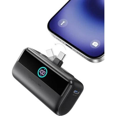 Imagen de INIU 22.5W Carga Rapida Mini Batería Externa, 5500mAh USB C Power Bank Conector Plegable, Cargador Ligera Externa con Pantalla LCD Powerbank para iPhone 16/15/15 Plus/15 Pro MAX Samsung etc