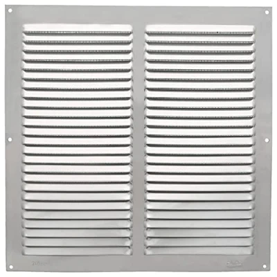 Imagen de Amig Rejilla Cuadrada de Aluminio con Mosquitera Rejillas Ventilación para Salida Aire Ideal Techo Cocina y Baño Medidas 300 X MM Color Plateado