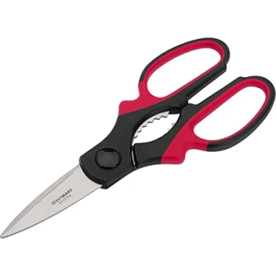 Imagen de Westmark Tijeras domésticas universales, Longitud de la hoja corte: 7 cm, Elemento apertura integrado para los tapones rosca, Acero inoxidable/plástico, Negro/rojo/plateado, 13752280