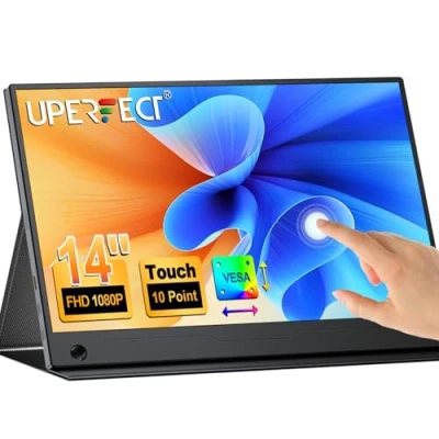 Imagen de UPERFECT Portable Monitor Touchscreen, 14 Pulgadas Portátil con VESA IPS 1080P FHD, Delgado HDR de Viaje Mini HDMI Pantalla para Laptop/PC/PS5/PS4/Xbox/Switch/Teléfono