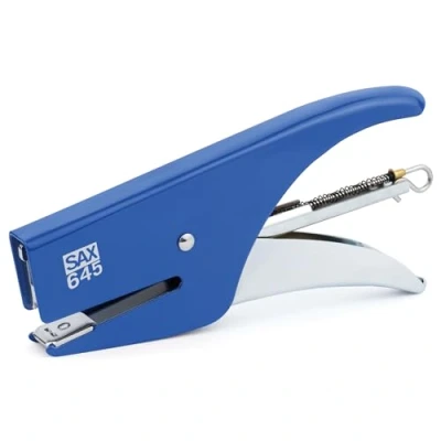 Imagen de Grapadora SAX, para 20 hojas, grapas del nº 6/4, azul, grapado cerrado, profundidad máx. 45mm, diseño robusto y elegante