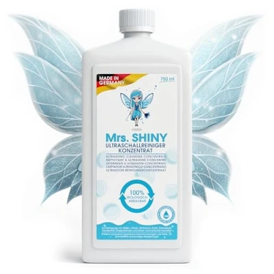 Imagen de Mrs. SHINY Concentrado limpiador ultrasónico Para gafas, joyas, dentaduras y más todos los dispositivos de limpieza ultrasónica Liquido ultrasonidos 750 ml