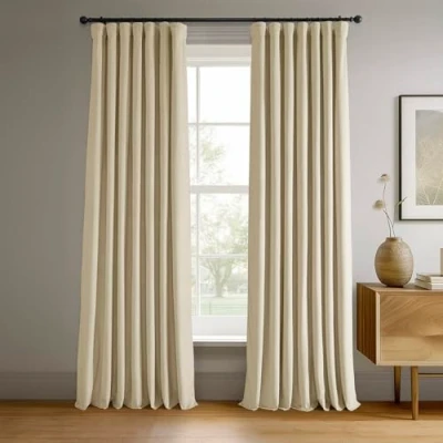 Imagen de HPD Half Price Drapes Signature VPCH 180103 120 Cortinas Opacas de Terciopelo para Dormitorio, 50 x (1 Panel), Suelo Neutro