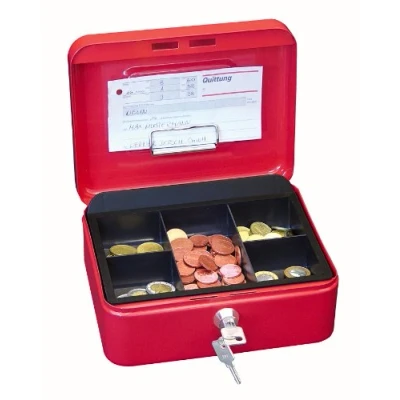 Imagen de Wedo 14520 Caja para dinero (20 x 16 9 cm, 5 compartimentos), color rojo