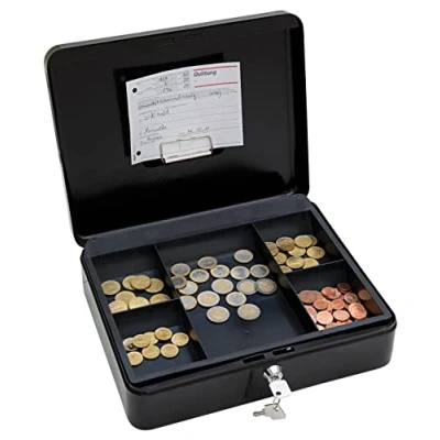 Imagen de Wedo 145421H Caja para dinero (30 x 24 9 cm, 5 compartimentos), color negro