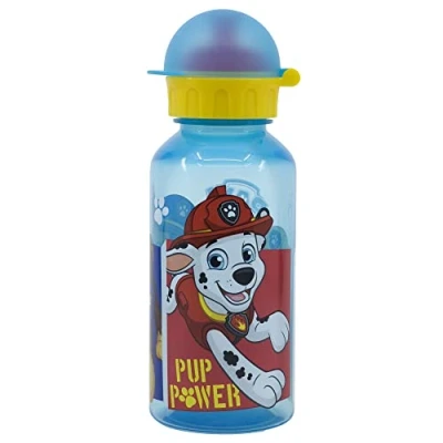 Imagen de Botella de agua reutilizable infantil plástico con tapa y capacidad 370 ml La Patrulla Canina