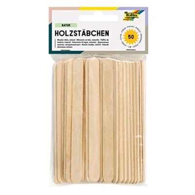 Imagen de folia Varillas de Madera Natural, Aprox, 50 Unidades, con Extremos Redondeados, Ideal para Decorar, Manualidades o Aprender números, Naturaleza, ca. 11,4 x 1 0,2 cm