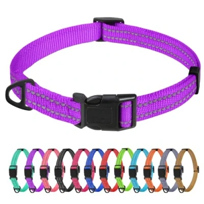 Imagen de TagME Collar Perro Ajustable,Collar Nylon Reflectante,para Caminar Correr Entrenamiento,para Perros Extrapequeños,Morado,1.5cm De Ancho