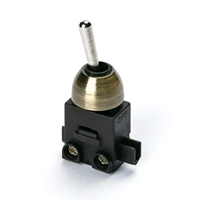 Imagen de Interruptor de encendido y apagado (250 V, 1 polo, 2 (1) A LS 2, dorado plateado, antiguo, para lámparas mesa