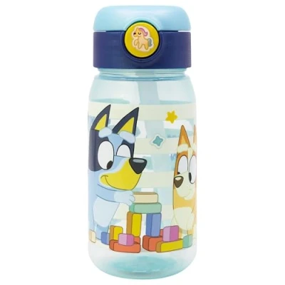 Imagen de Botella de agua infantil plástico 510 ml con tapón y pajita Bluey