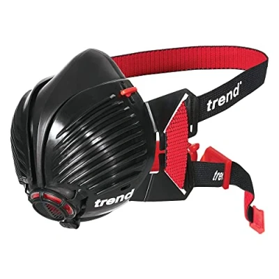 Imagen de Trend SM Stealth Mascarilla antipolvo P3 respirador reutilizable, APF20 X WEL, incluye filtros reemplazables, colores surtidos (negro/rojo o negro/verde), pequeño mediano, STEALTH/SM