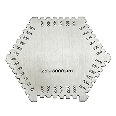 Imagen de RIVERWELD Tarjeta de calibre Espesor peine película húmeda hexagonal 25 3000 um medición para pintura y revestimiento