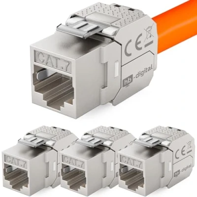 Imagen de hb digital 4x CAT 7 Keystone Módulo Jack RJ45 Conector 1000 MHz 10Gbit/s totalmente blindado LSA 5e/6/6a/7 Ethernet LAN Cable