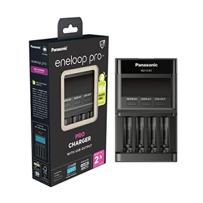 Imagen de eneloop Pro Cargador USB, para 1 4 Pilas Recargables AA/AAA, 2h de Tiempo Carga, 10 Funciones Seguridad