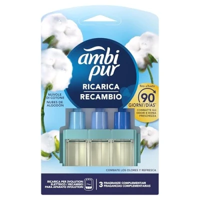 Imagen de AMBIPUR 3Volution Nubes de Algodón Recambio Para Ambientador Eléctrico 21 ml