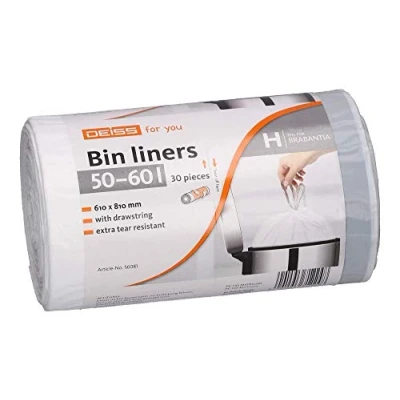 Imagen de Bolsas de basura DEISS 50 60 litros para Brabantia Touch Bin (tamaño H), 30 unidades