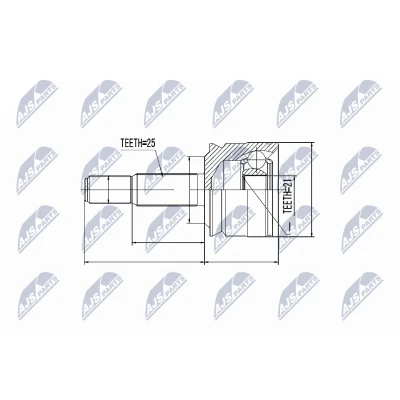 Imagen de NTY NPZ MS 020 Junta Homocinética Eje delantero, izquierda, derecha, lado de engranaje SMART: Forfour I