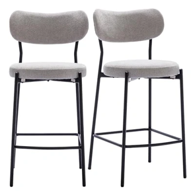 Imagen de Duhome Juego de 2 taburetes bar con respaldo, bistró tela tapizada, cocina ocre alto para bistró, cocina, bar, café, comedor, gris, 5411A1