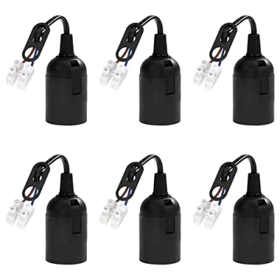 Imagen de Portalamparas E27 Casquillos para Bombillas con Cable y Terminal Lámpara Convertidor de la Bombilla 4A 250V Max.60W 6 Piezas