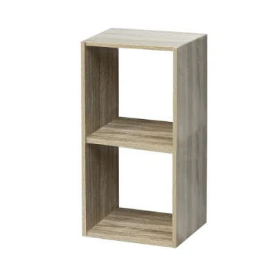 Imagen de Acomoda Textil Estantería para Pared y Suelo de Madera Moderna Resistente Dormitorio, Cocina, Baño Oficina. Estante Organizar Fácil Instalación. (2 Cubos, Natural)