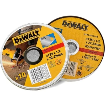 Imagen de DEWALT Lata com 10 discos de corte alto desempeño para acero inox 125 x 1.2 22.23mm , DT42340TZ QZ