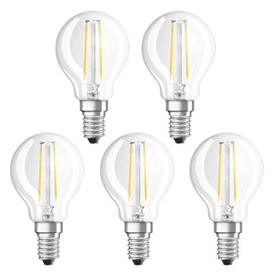 Imagen de NCC Licht 5 bombillas LED de filamento, 2,5 W = 25 W, E14, transparente, 250 lm, 827, blanco cálido, 2700 K