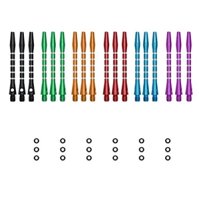 Imagen de kwmobile Set de Varillas para Dardos Varas dardo aleación Aluminio Flechas 2BA con Anillo y Goma incluida 3 Cada Color 48 MM