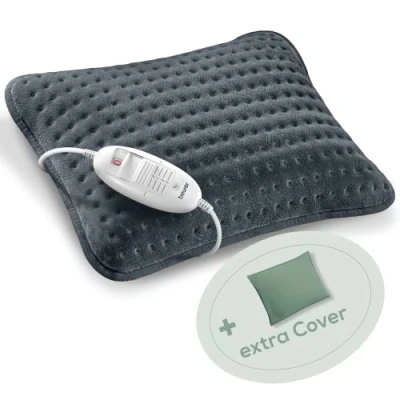 Imagen de Beurer HK 48 Cosy Almohadilla eléctrica para sofá con calentamiento rápido, 3 ajustes de temperatura iluminados y desconexión automática, cojín suave funda fieltro adicional, verde