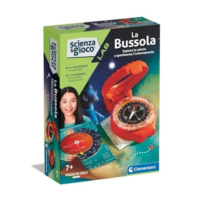Imagen de Clementoni Brújula Infantil Ciencia y Juego Lab orientación Experimentos científicos para niños 7 años, versión en Italiano, Made in Italy, 19376