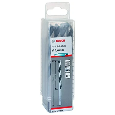 Imagen de Bosch Professional 10 brocas helicoidales HSS PointTeQ, para metal, 8.4 x 75 117 mm, accesorio de taladro