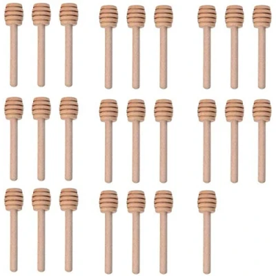 Imagen de 25x Palitos de madera miel cucharaditas palo cuchara varilla agitación para fiesta boda favores bautizo, 8cm