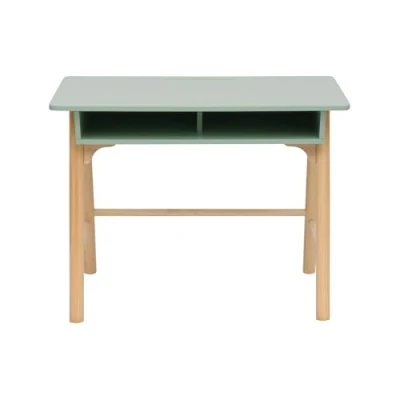 Imagen de Rebecca Mobili Escritorio Montessori, Mesa para Habitación Infantil, Verde Agua Marrón, MDF Pino, con Compartimento de Almacenaje, Estable Dimensiones AxAnxFon: 70 x 90 50 cm Art. RE7136