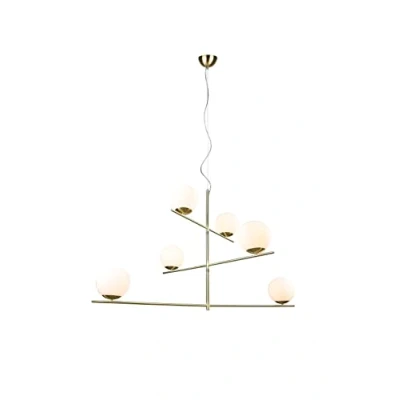 Imagen de Trio Lighting Lámpara colgante Pure brazos orientables 6 luces latón/blanco