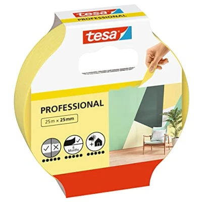 Imagen de tesa Cinta de Pintar Profesional Carrocero Papel tipo Washi Fino Trabajos Pintura y Enmascarado Precisión Para Interiores Exteriores 25 m x mm