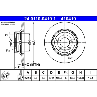 Imagen de ATE 24.0110 0419.1 Disco de freno 272,0 9,9 5 100,0 macizo revestido con tornillos VOLKSWAGEN: Polo VI, AUDI: A1 Sportback