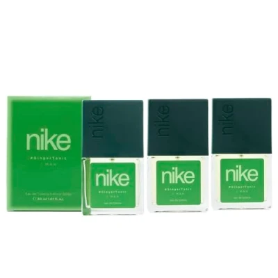 Imagen de NIKE Ginger Tonic, Colonia Hombre, Pack de 3 x 30 ml, Formato Viaje en Spray, Perfume Eau Toilette Natural y Masculina, Aroma Cítrico Floral, Fragancia Fresca Larga Duración