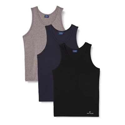 Imagen de Navigare 572/S Camiseta de Tirantes, Multicolor (Grigio/Nero/Navi), S (Pack 3) para Hombre
