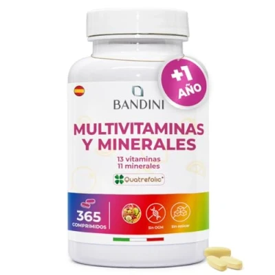 Imagen de Bandini® Multivitaminas Hombre y Mujer con Minerales 365 Tabletas (1 año) Vitamina C, B, D, E, Magnesio, Zinc, Calcio, Hierro Más 13 Vitaminas 11 Antioxidante
