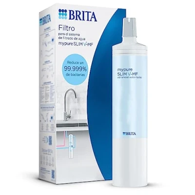Imagen de BRITA filtro de agua para mypure SLIM V MF, 1x cartucho (8000L) recambio el sistema debajo del fregadero un libre 99,999% bacterias y con sabor avanzado.
