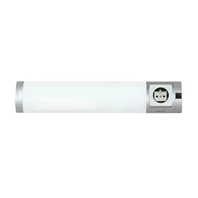 Imagen de Lámpara de pared SOFT Baño LED con toma corriente eléctrica luz blanca fría plateada 6500K Aplique interruptor ideal para Cocina