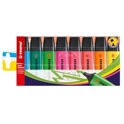 Imagen de Rotulador stabilo boss fluorescente 70 estuche de 8 unidades colores surtidos