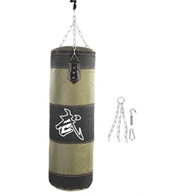 Imagen de DEWIN Fight Karate Saco de Boxeo, Arena Boxeo Cadena Hierro, Punching Sandbag Hanging Entrenamiento Equipo para MMA, Kickboxing, Muay Thai, Artes Marciales (Verde 0,8 m)